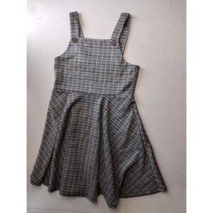 Beautees Kids Plaid Pinafore Dress Brown Blue Size 12